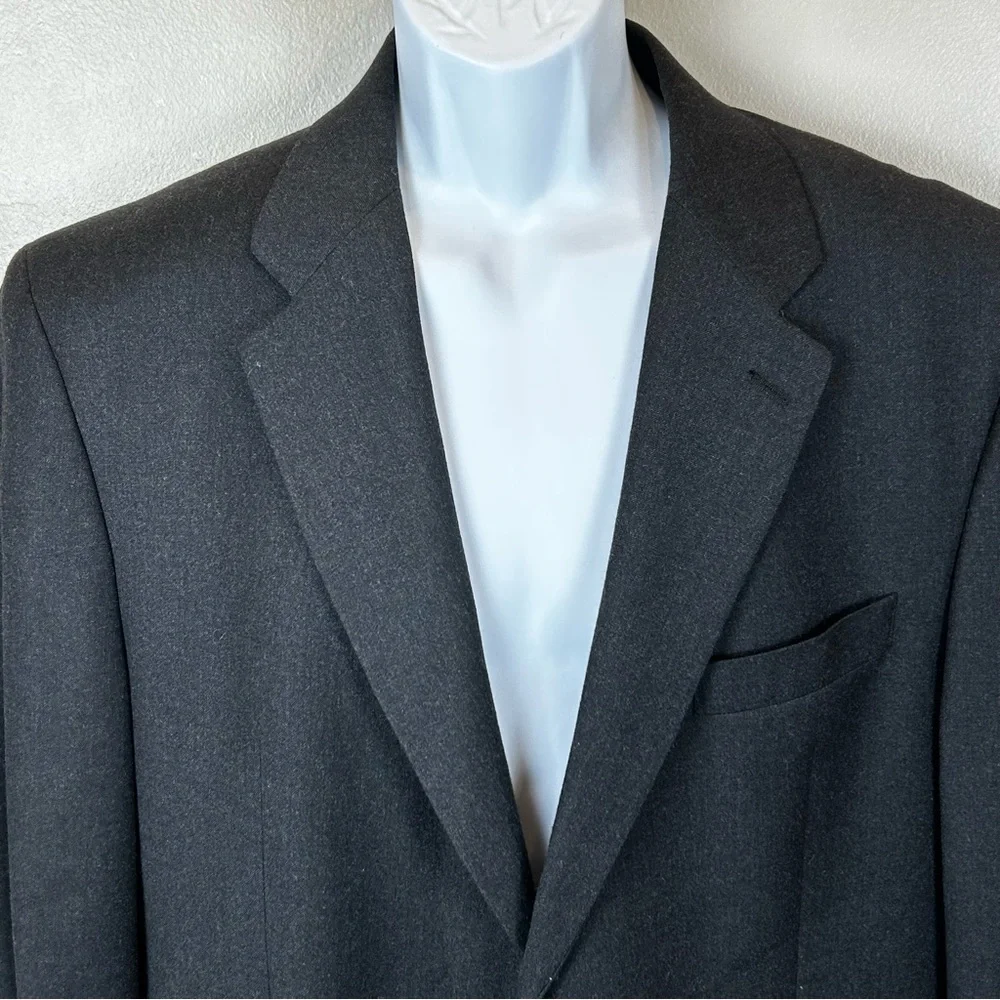 Chaps Ralph Lauren Blazer Mens 46R‎ Charcoal Gray Wool VTG Sport Coat 2 Button